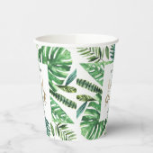Gobelets En Papier Paume tropicale vert et or script nuptiale douche (Gauche)