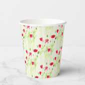 Gobelets En Papier Pavot rouge prairie estivale, fleurs sauvages (Verso)