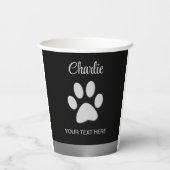 Gobelets En Papier Paw Chien Argent sur arrière - plan noir (Verso)