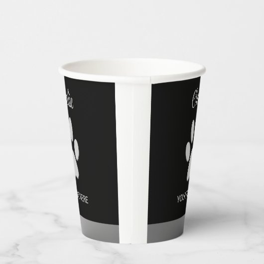 Gobelets En Papier Paw Chien Argent sur arrière - plan noir (Droite)