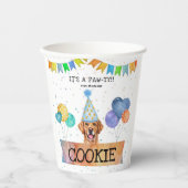 Gobelets En Papier Pawty Golden Retriever Chien Chiot Chiot Anniversa (Recto)