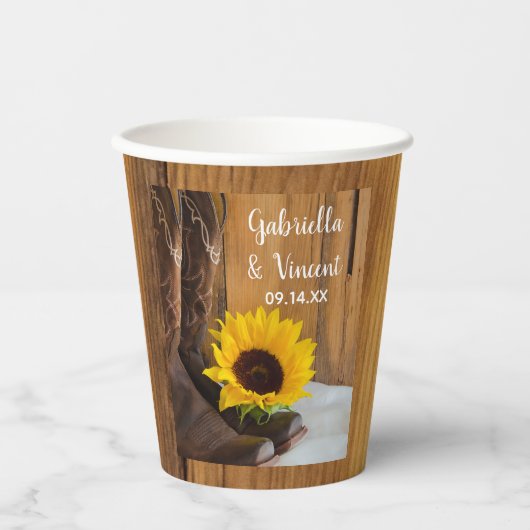 Gobelets En Papier Pays Sunflower Mariage Ouest (Recto)