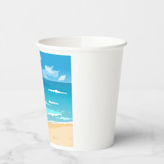 Gobelets En Papier Paysage côtier tropical d'Ocean Beach (Gauche)