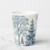 Gobelets En Papier Paysage de neige bleu et blanc Design de Noël (Recto)