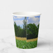 Gobelets En Papier Paysage rural d'un champ de maïs & blé & ciel bleu (Droite)