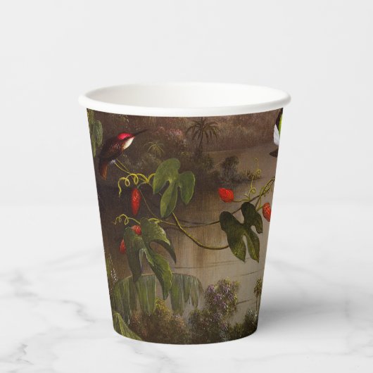 Gobelets En Papier Paysage tropical avec dix colibris (Recto)