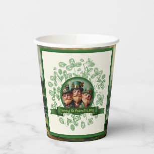 Gobelets En Papier Paysage vintage de la Saint-Patrick avec trèfle PP