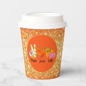 Gobelets En Papier Peace Love Automne Personnaliser Couleur (Recto)