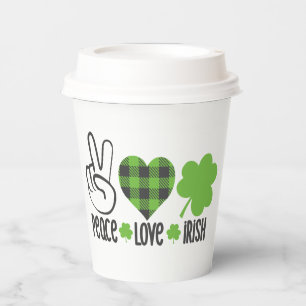 Gobelets En Papier Peace Love Irish-60682