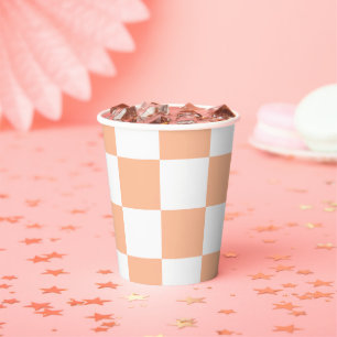 Gobelets En Papier Peach Fuzz À damiers En vichy Motif