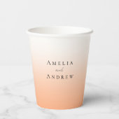 Gobelets En Papier Peach Orange Fuzz Élégant Mariage moderne (Verso)