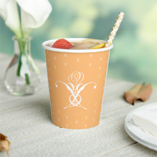 Gobelets En Papier Peach Retro White Flourd Rose