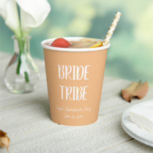 Gobelets En Papier Peach Simple Color Mariage Bride Tribe
