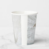 Gobelets En Papier Peacock blanc belles plumes (Gauche)