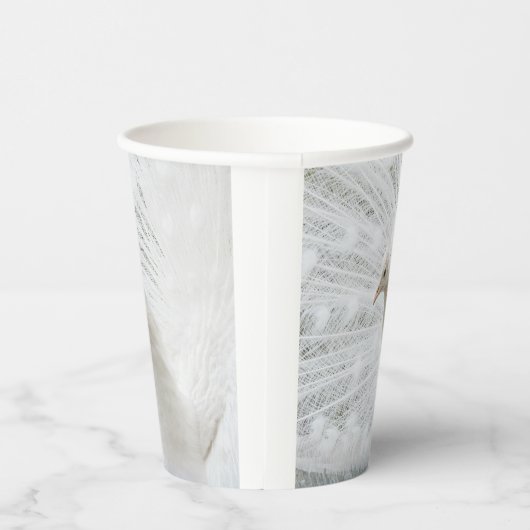 Gobelets En Papier Peacock blanc belles plumes (Droite)