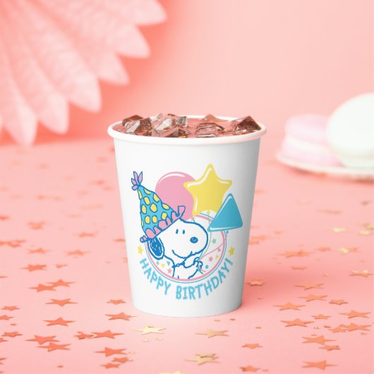 Gobelets En Papier PEANUTS | Snoopy Joyeux Ballons d'anniversaire (Insitu)