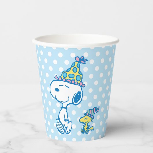 Gobelets En Papier PEANUTS | Snoopy & Woodstock Pois (Recto)