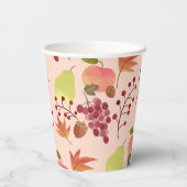 Gobelets En Papier Pêche Automne Automne Récolte Motif Fruit (Verso)