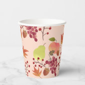 Gobelets En Papier Pêche Automne Automne Récolte Motif Fruit (Recto)