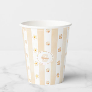 Gobelets En Papier Pêche et Blancs - Coeurs, Fleur, Empreinte de patt