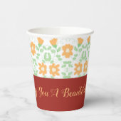 Gobelets En Papier Pêche Florale Et Vert Clair (Gauche)