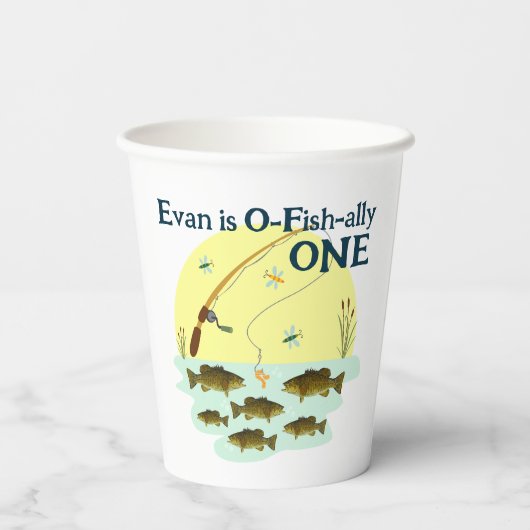 Gobelets En Papier Pêcher un enfant premier anniversaire Smallmouth B (Verso)