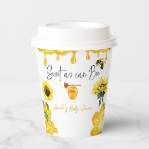 Gobelets En Papier Peigne de miel jaune doux Baby shower d'abeille de