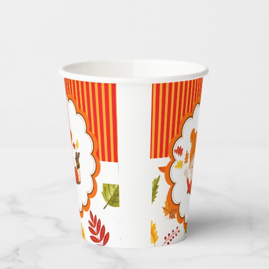 Gobelets En Papier Peint à la main Automne Adorable fille (Gauche)