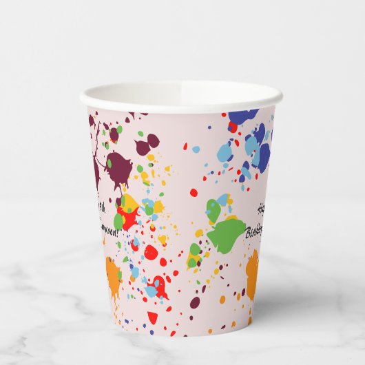 Gobelets En Papier Peinture 8e anniversaire fête des éclaboussures co (Gauche)