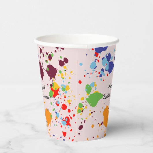 Gobelets En Papier Peinture 8e anniversaire fête des éclaboussures co (Droite)