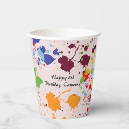 Gobelets En Papier Peinture 8e anniversaire fête des éclaboussures co