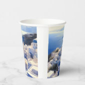 Gobelets En Papier Peinture aquarelle de Santorin Grèce (Droite)