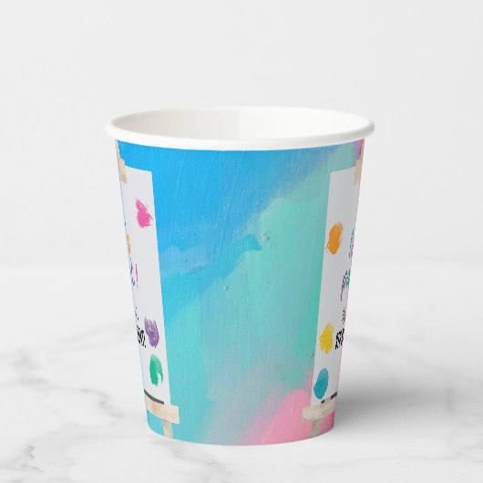 Gobelets En Papier Peinture Artiste Peinture Anniversaire Thème (Gauche)