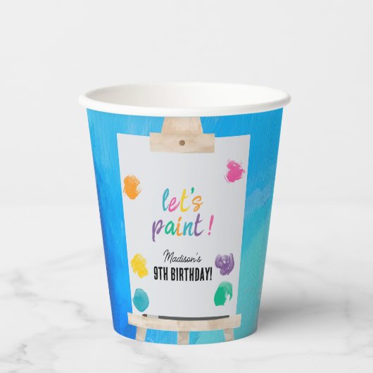 Gobelets En Papier Peinture Artiste Peinture Anniversaire Thème (Recto)