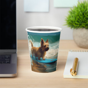 Gobelets En Papier Peinture de surf de plage de Terrier Australien