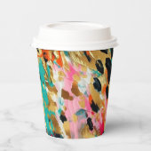 Gobelets En Papier Peinture léopard rose turquoise (Gauche)