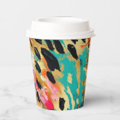 Gobelets En Papier Peinture léopard rose turquoise (Verso)