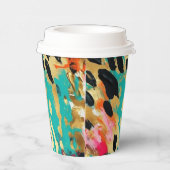 Gobelets En Papier Peinture léopard rose turquoise (Droite)