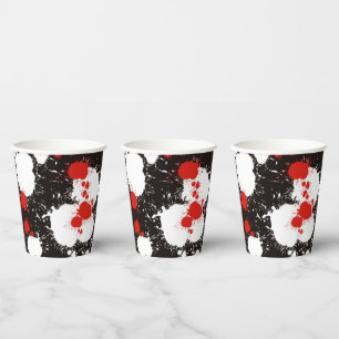 Gobelets En Papier Peinture noire, blanche et rouge