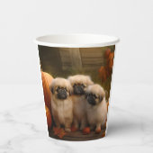 Gobelets En Papier Pekingese Chiot Automne Citrouille délice (Verso)