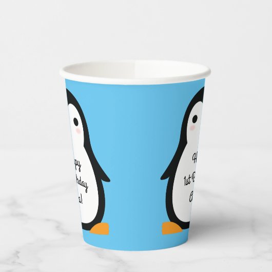 Gobelets En Papier Penguin mignon Hiver 1er anniversaire fête (Gauche)