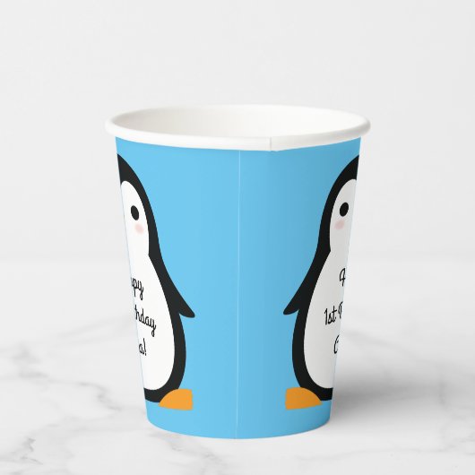 Gobelets En Papier Penguin mignon Hiver 1er anniversaire fête (Droite)