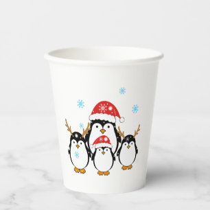 Gobelets En Papier Penguins de vacances d'hiver