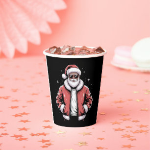 Gobelets En Papier Père Noël afro-américain Pyjama de Noël Cool Black