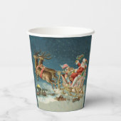 Gobelets En Papier Père Noël Antique Sleigh Reindeer (Verso)