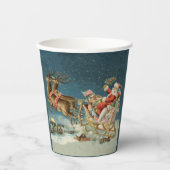 Gobelets En Papier Père Noël Antique Sleigh Reindeer (Recto)