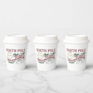 Gobelets En Papier Père Noël approuvé North Pôle cacao chaud Noël