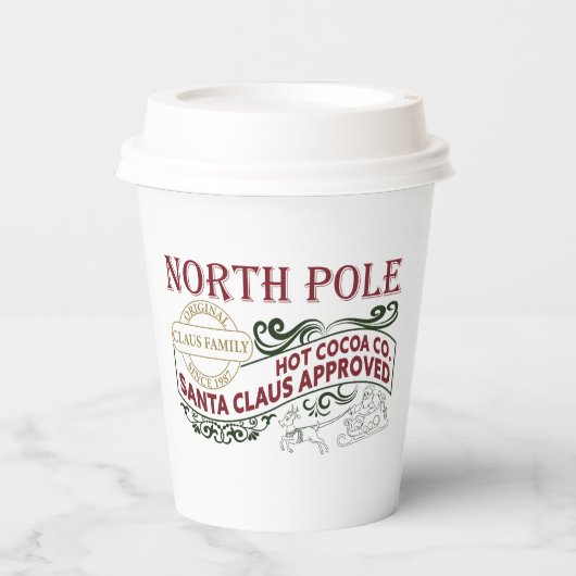 Gobelets En Papier Père Noël approuvé North Pôle cacao chaud Noël (Recto)