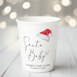 Gobelets En Papier Père Noël Baby Christmas Baby shower<br><div class="desc">Coupes de papier baby shower de Noël mignonnes avec "Père Noël Baby" dans un script élégant avec un coeur swash et une aquarelle illustration d'un casquette du Père Noël rouge. Personnalisez avec le nom de la mère et la date de la douche dans une simple typographie moderne.</div>