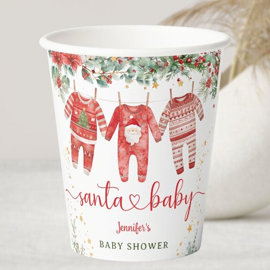 Gobelets En Papier Père Noël Baby Christmas Baby shower tasse de papi